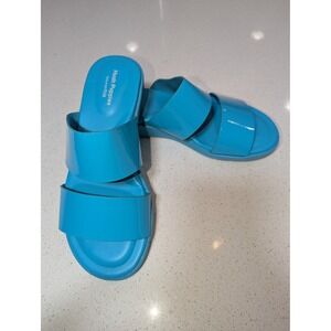 Hush Puppies Bounce Plus Sandals Women 6 Brite Jells Caribbean Blue Patent Slide